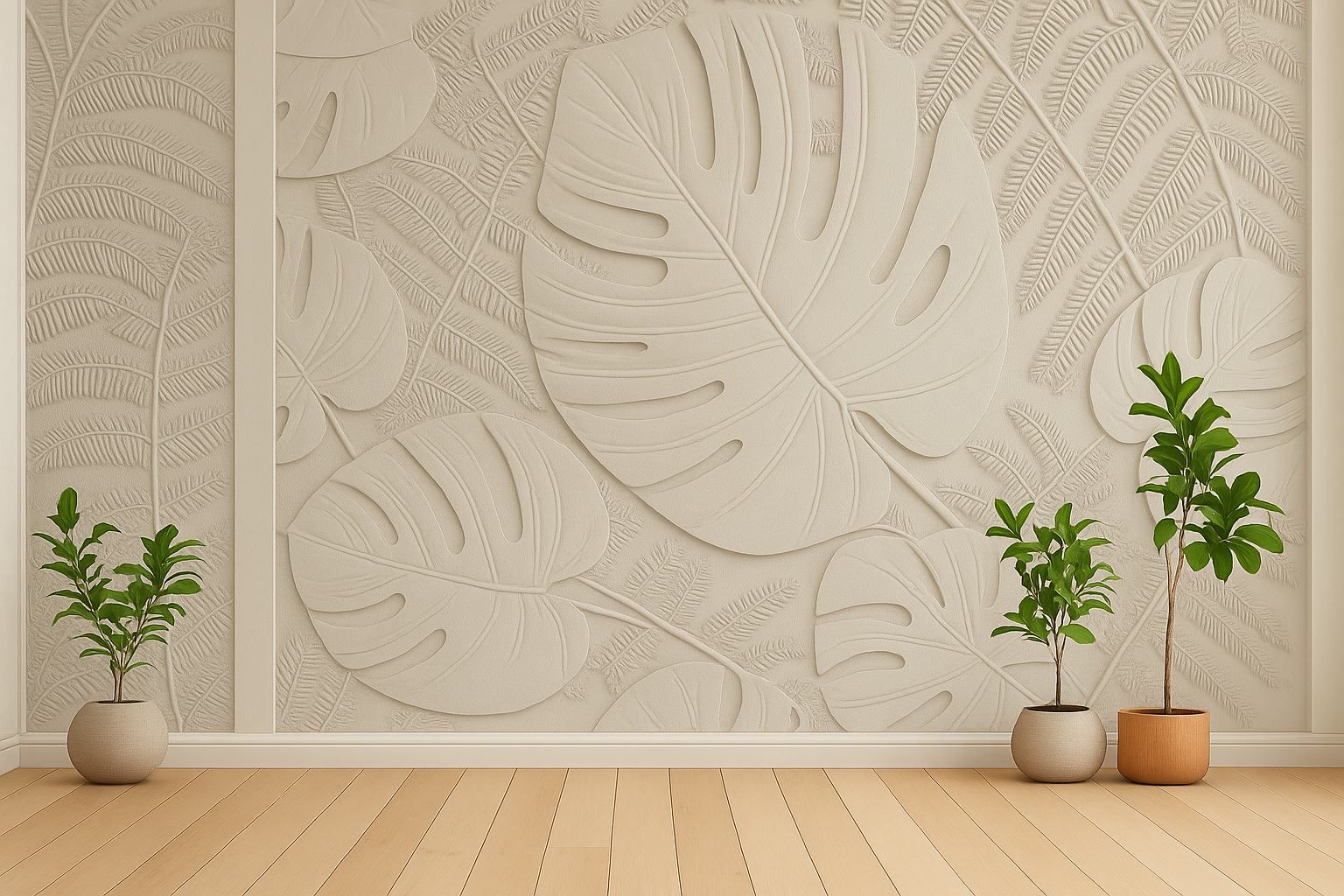 Palm Leaf Stone Wall Mural for a Unique Home